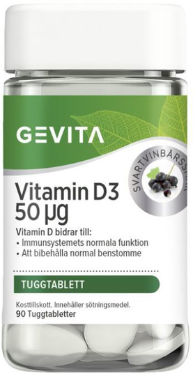 Gevita Vitamin D3 50 ug 90 tuggtabletter
