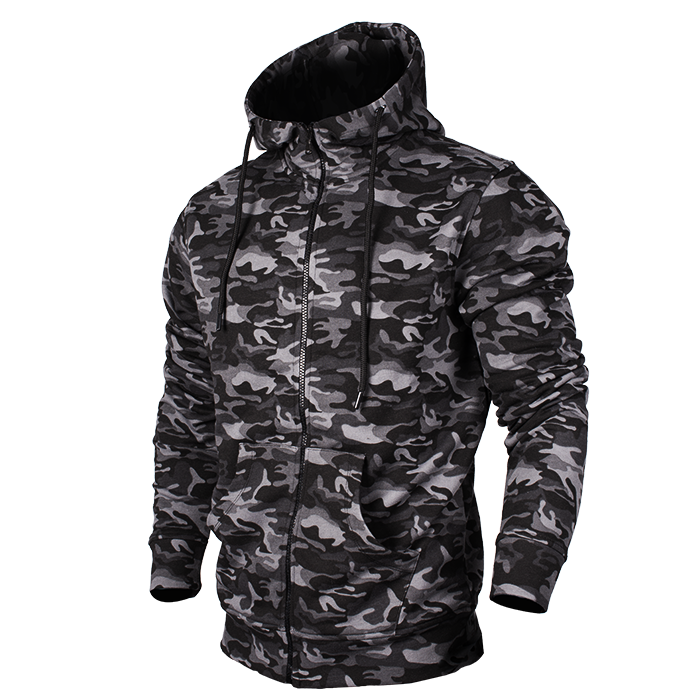 Star Mens Zip Hood, Black Camo