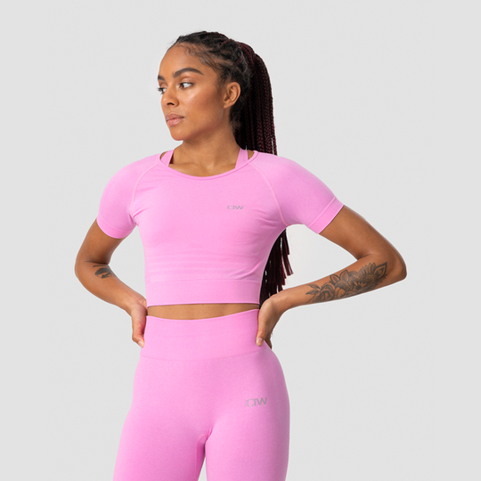 Define Seamless Cropped T-shirt, Pink Melange