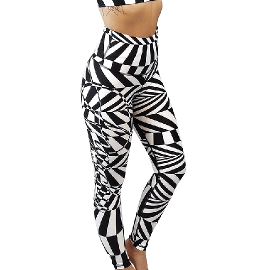 Dazzle Compression Leggings, Black/White