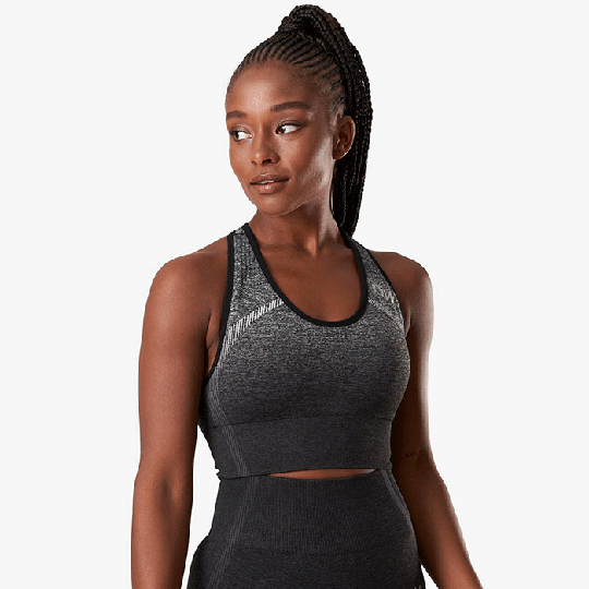 Ombre Seamless Sports Bra, Graphite Melange