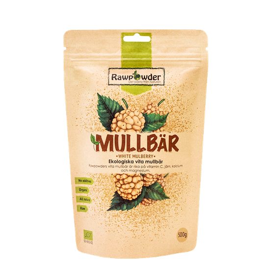 Mullbär, Ekologiska Vita Mullbär, 500 g