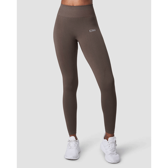 Ribbed Define Seamless Tights, Dark Sand