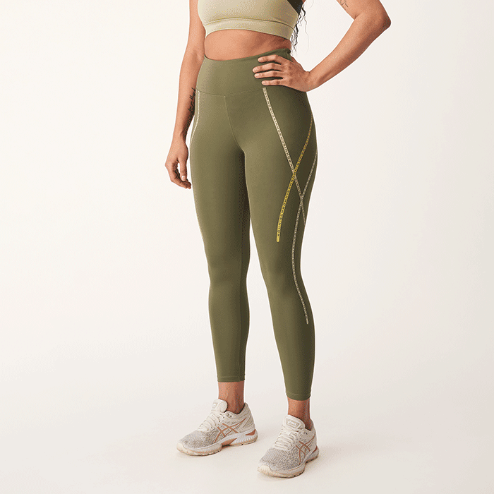 Uplift Stripe Tights, Burnt Olive