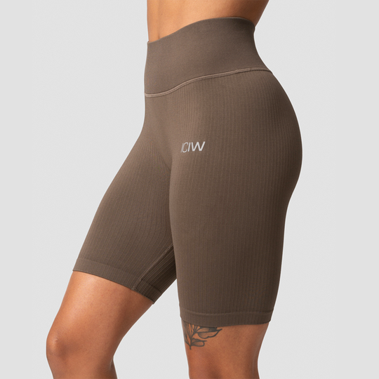 Ribbed Define Seamless Biker Shorts, Dark Sand