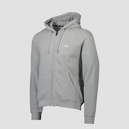 Essential Zipper Hoodie, Light Grey