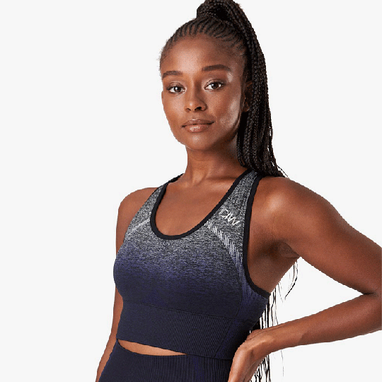 Ombre Seamless Sports Bra, Navy Melange