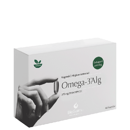 Omega-3 av Alg 375mg DHA/EPA, 60 kapslar