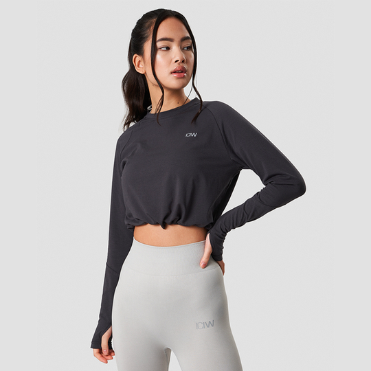 Define Cropped Adjustable Long Sleeve, Graphite