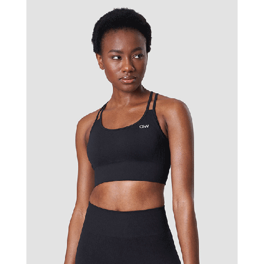 Ribbed Define Seamless Sports Bra, Black