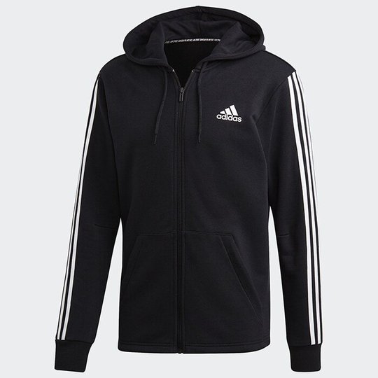 ADIDAS 3 Stripes Fullzip Hoodie, Black