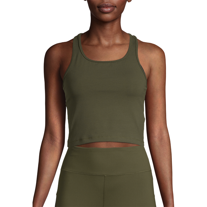 Bold Rib Crop Tank, Forest Green